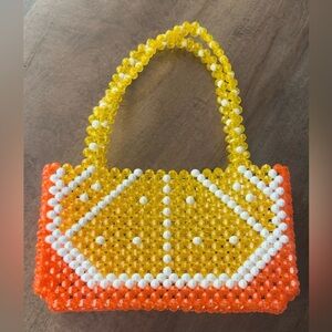 Susan Alexandra Citrus Beaded Orange and Yellow Shoulder Bag Purse